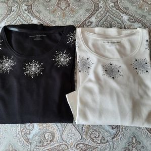 NWOT -two 3/4 length embellished t-shirts